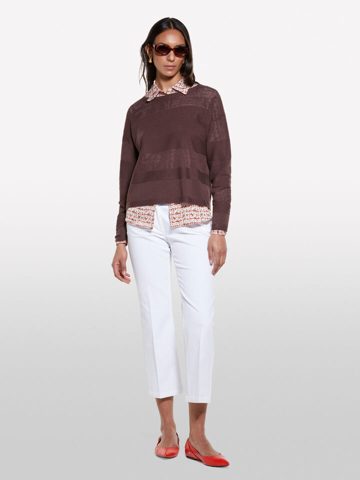Brown boat neck sweater - women's boat neck sweaters - Dark Brown | Sisley image number 1